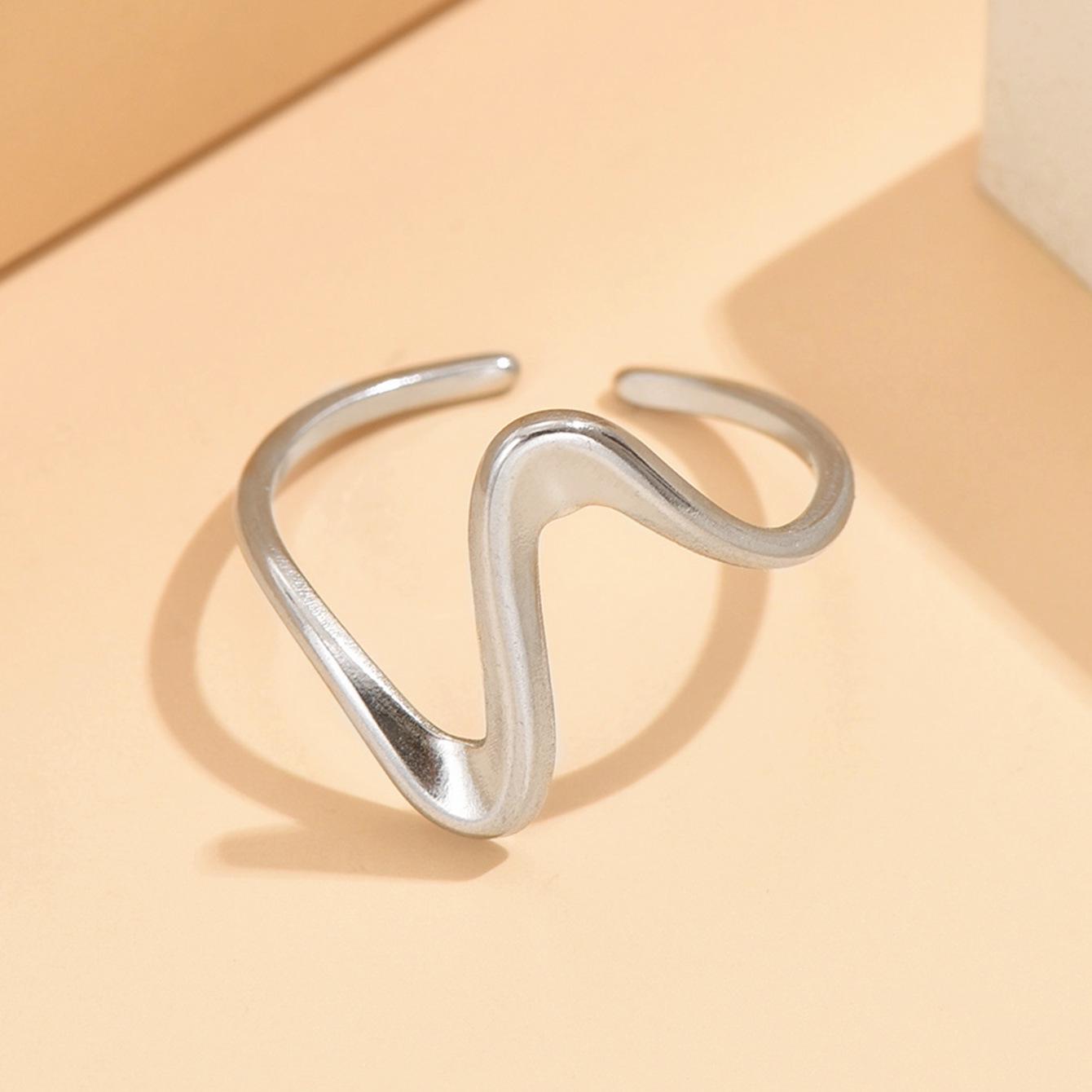 Customizable Minimalist Geometric Stainless Steel Adjustable Women s Open Band Ring