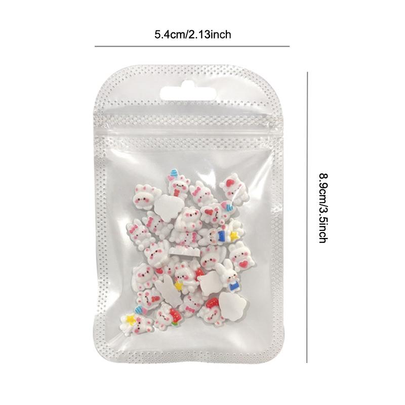 30Pcs Cartoon Bunny Nail Art Charm 3D Candy Color Resin Cartoon Little Brown Bear Nail Decoration Kawaii Nail Accessories