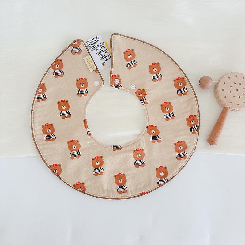 Korean-Style Baby Bib, Double-Sided Waterproof Gauze for 0-2 Years