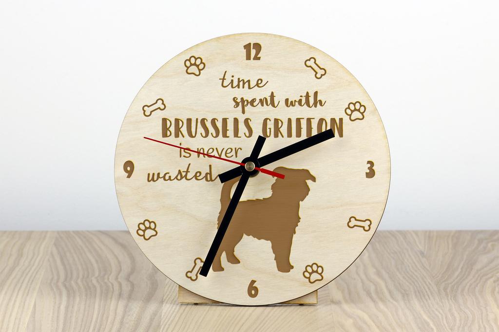 Griffon Bruxellois, Brussels Griffon - clock with dog, wooden clock with engraving, personalised clock by Art-Dog