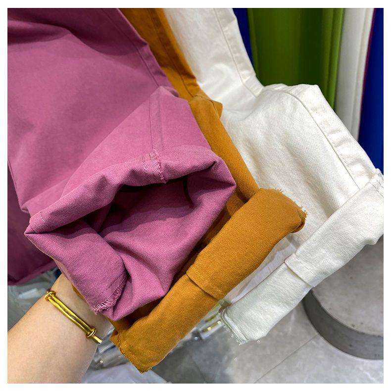 Women's Summer High-Waist Cotton Cropped Pants - Slimming, Harajuku Style, Plus Size, Elastic Waist, Lightweight Casual Wear