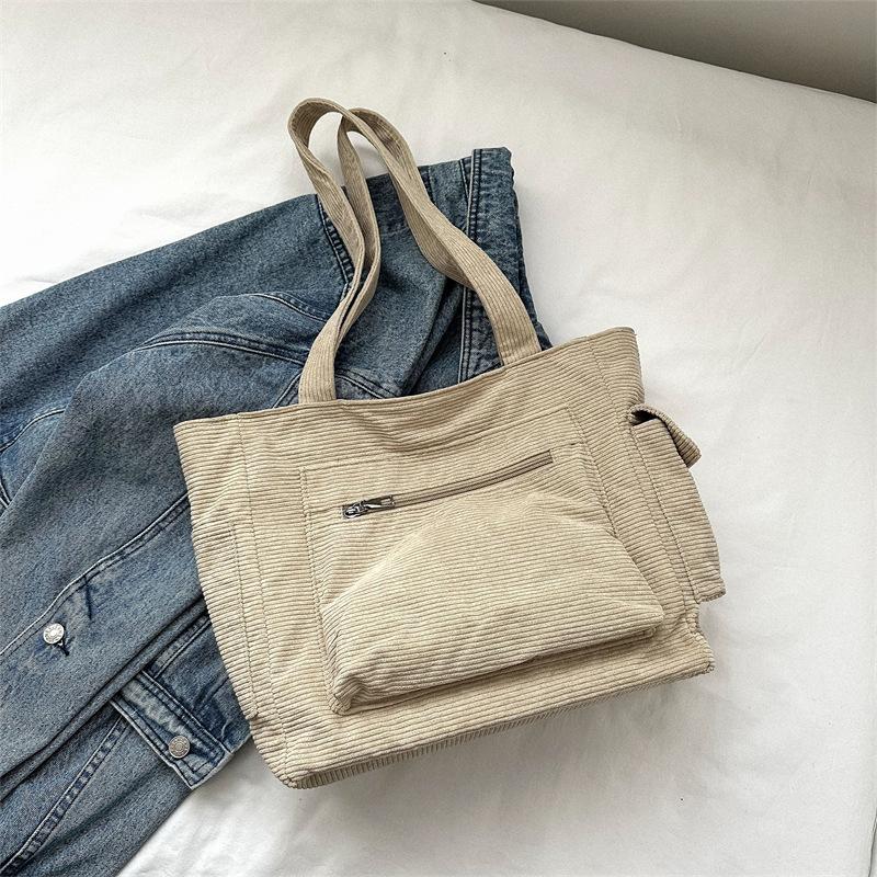 College Students Commuting Class Large Capacity Handheld Bag Large Bag Female 2023 New Canvas Bag One Shoulder Tote Bag