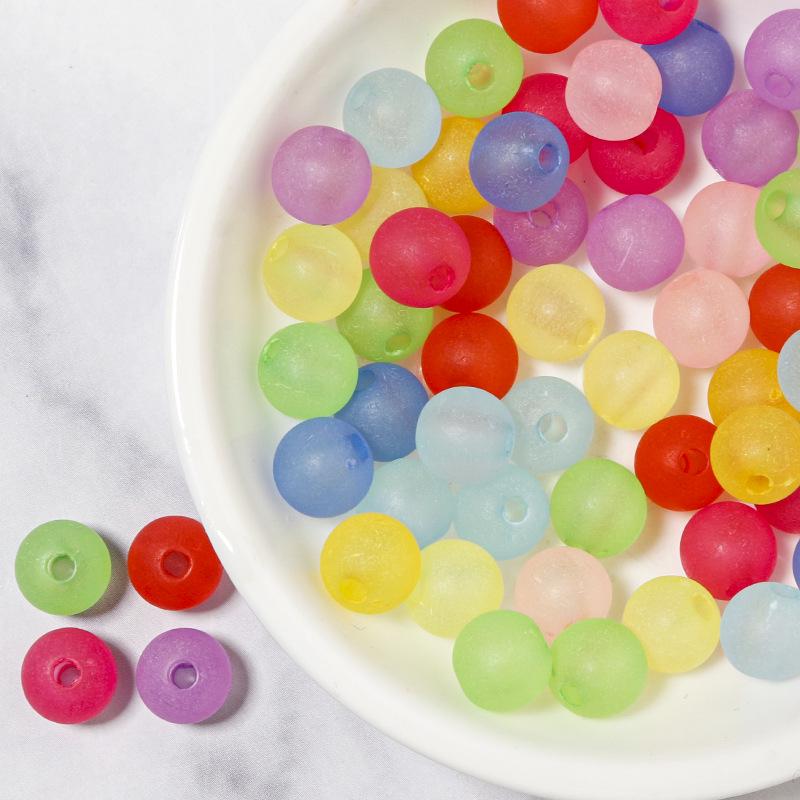 Frosted Oval & Round Acrylic Beads - Candy Color Matte for DIY Jewelry