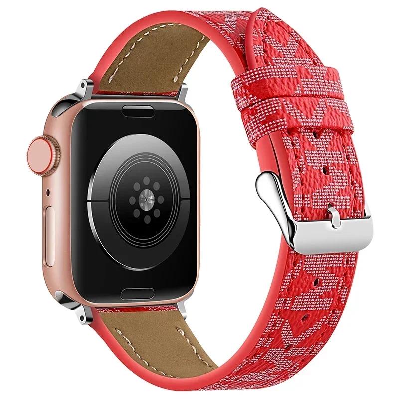 Luxury Watch Bands Compatible With Apple Watch Band 38mm 40mm 41mm 42mm 44mm 45mm, Designer Retro Leather Band Strap Classic Ban