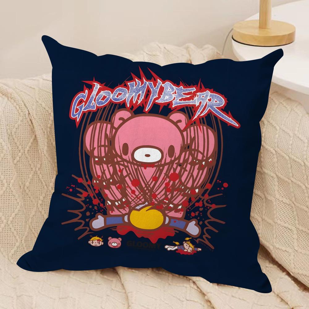 Cartoon G-GloomyS Bear Cushion Cover Soft Plush Fabric Double-Sided Printed Sofa Cushion Cover for All Seasons Home Decor Gift