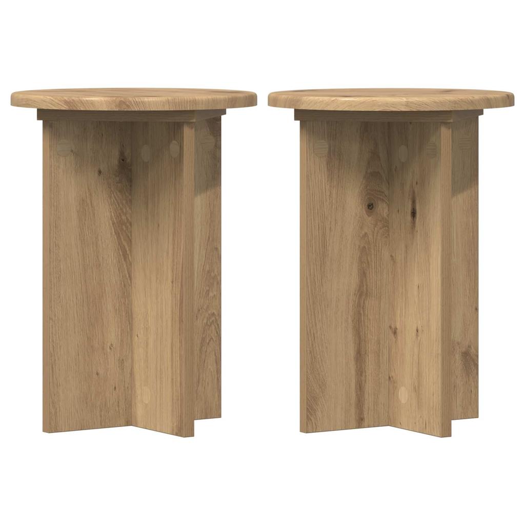 Plant Stand 2 Pcs Artisan Oak Ø29.5 X 40 Cm Engineered Wood