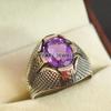 Bague en Argent Sterling 925 avec Pierre Précieuse Améthyste Taille Ovale Pour Homme #A674 JL375658843111