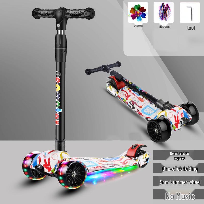 Hulajnoga składana 3 w 1 Little Wen Tong ze światłami dla dzieci w wieku 2-12 lat