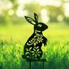 Black Metal Rabbit Garden Stakes Outdoor Decor Personalized Gift for Yard
