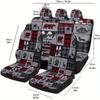 Red Black Plaid Wildlife Designed Car Seat Cover Set For Most Cars, High-quality Comfortable Car Seat Protector Covers Full Set,