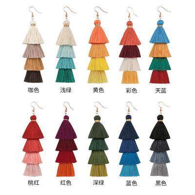 Bohemian Multi-Layer Fringed Earrings Ethnic Style Colored Ear Hooks Drooping Earrings