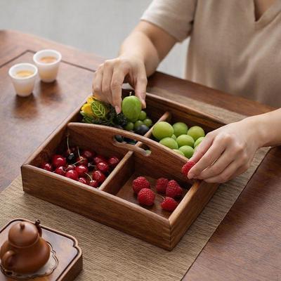 Wooden Divided Serving Tray Candy Platter Multipurpose Practical for Home Party Appetizers
