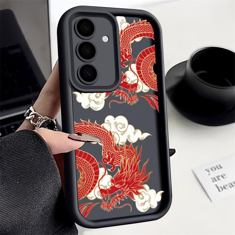 Dragon Clouds Line Art Pattern Tiger S25Ultra Phone Case For Samsung Galaxy S25 S24 S23 Ultra 5G S22 S20 Plus S21 FE Cover Funda