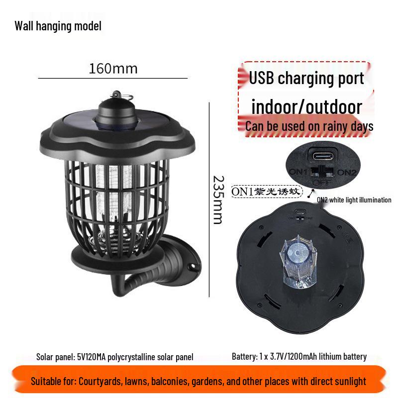 Waterproof Rechargeable Solar Insect & Mosquito Killer Lamp for Outdoor Use