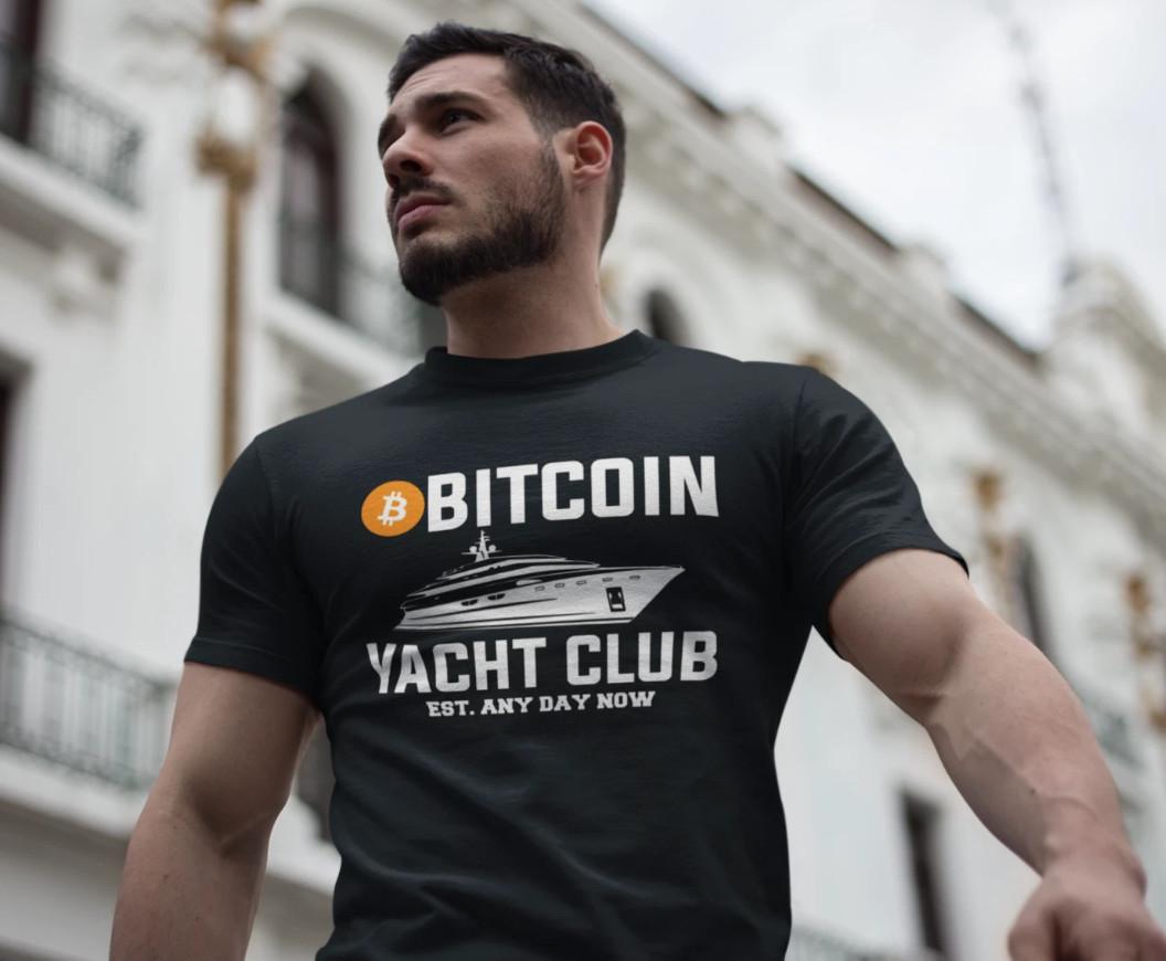 Bitcoin Crypto Currency Yacht Club Club T-shirt size S-5XL L