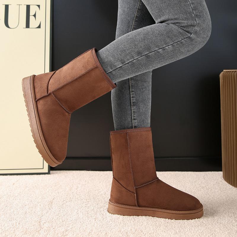 

Fashion Mid Calf Snow Boots New Style Luxury Women Waterproof Warm Platform Boots Large Size 43 Winter Slip on Flat Casual Woman s Boots 43 коричневый