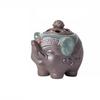 Creative Ceramics Mini Aromatherapy Furnace, Home Indoor Zen Tea Ceremony Decorations, Elephant Shape, Small Incense Burner, 1Pc