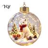Festive Window Display Ornaments 3D Christmas Animal Faux Crystal Ball Ornament, Lighted Acrylic Hanging Decor Holiday with Hedgehog Penguin