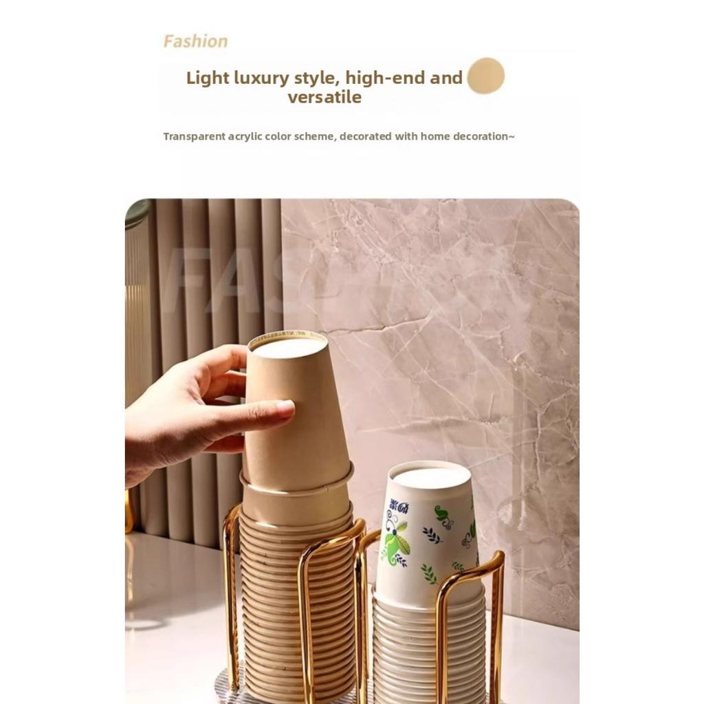 Disposable Cup Storage Holder Rack Shelf Water Tea Cups Wood Dispenser with Longer Stick Mug Display Stand Organizer Supplies