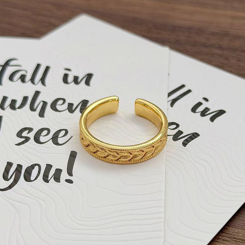 Medieval Vintage Simple Plain Ring Narrow Version French Retro Brushed Ring Irregular Geometric Personality Ring Woman