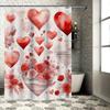 Romantic Red Heart & Rose Shower Curtain - Waterproof, Mildew-Resistant, Machine Washable for Valentine's Day Bathroom Decor