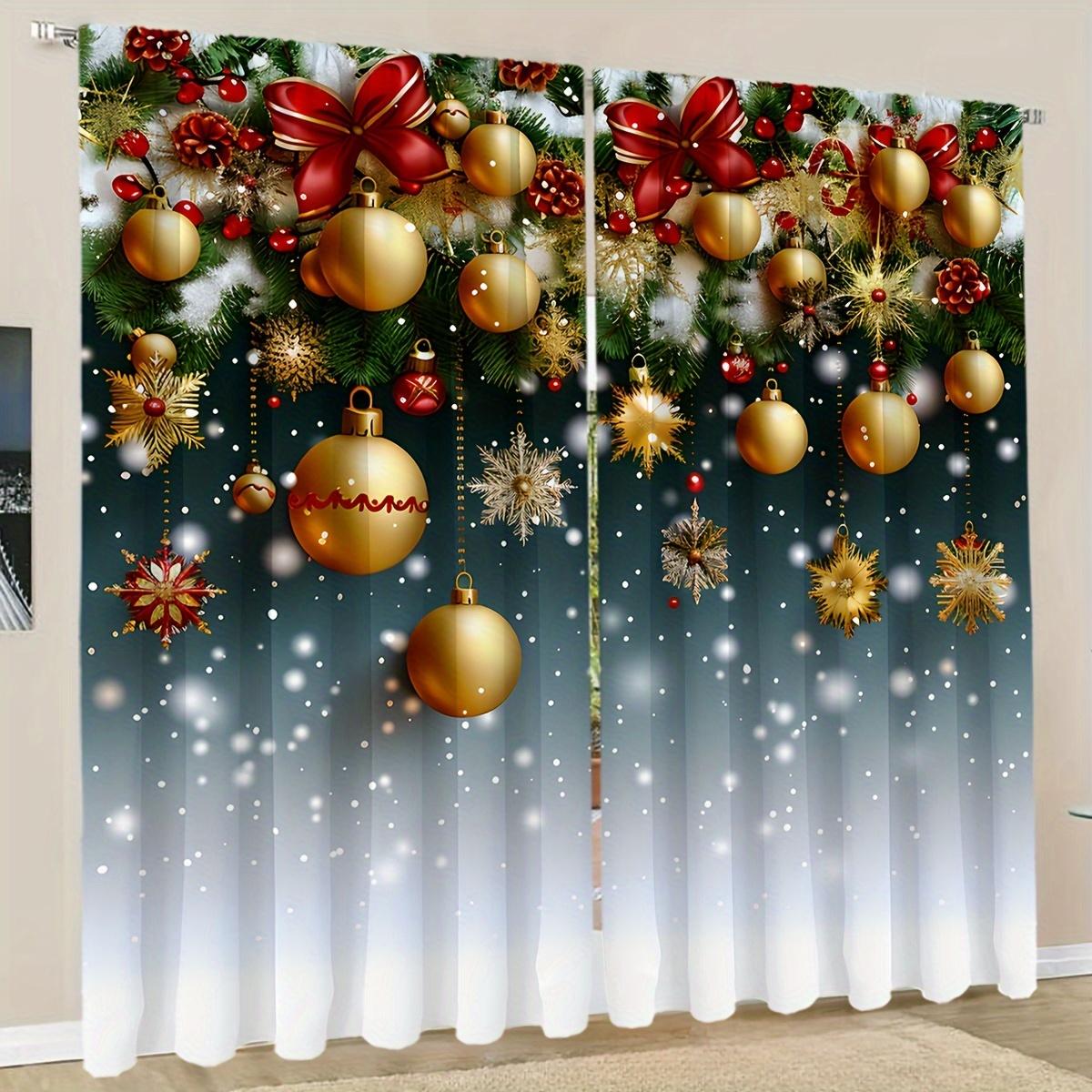 

2-панельная занавеска с 3D-цифровой печатью «Рождественский колокольчик» Классическая штора из полиэстера, напольная занавеска для спальни, гостиной 200W240H(CM)79x95in&Grommet Top фиолетовый