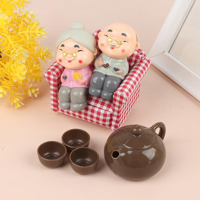 Dollhouse Creative Scene Decoration Elder Small Teapot Teacup Master Chair Model