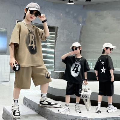 Boys Summer Suit Short-sleeved Shorts Big Children Boys Handsome Summer Casual Two-piece Suit