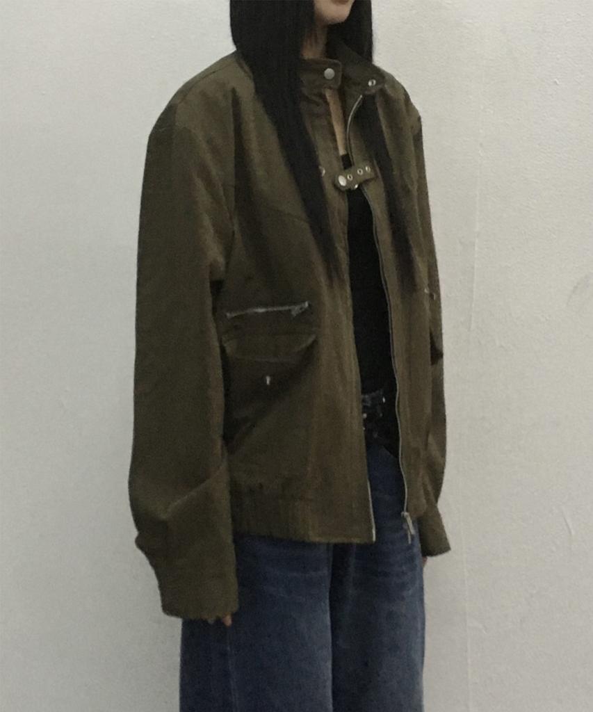 Placestudioman High-Neck Standard Eyelet Tab Point Cotton Blouson Two-Way Jacket [Brown]