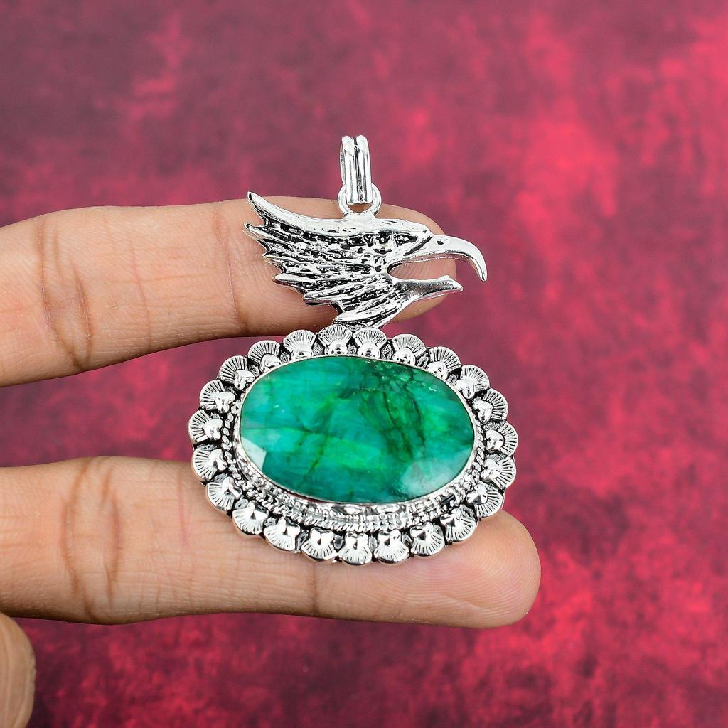 Emerald Pendant, 925 Sterling Silver Pendant Gemstone Jewelry, Handmade Pendant Amazing Jewelry, Gift For Her