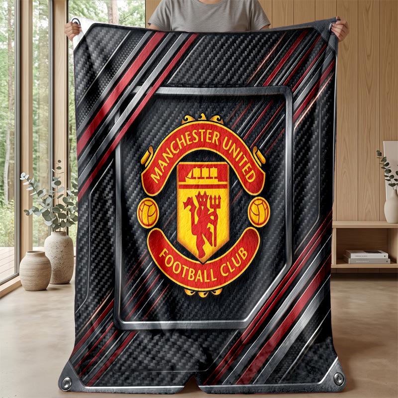 Manchester United Theme Blanket Soft Flannel Blanket Plush Throw Blanket Cozy Sofa Bed Blanket for Home Decor