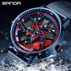 SANDA Men Spray Rotate Watch Chic Sell Sports 360 Rotating Car Wheel Watches For Men Waterproof Quartz Cool Watch El Reloj