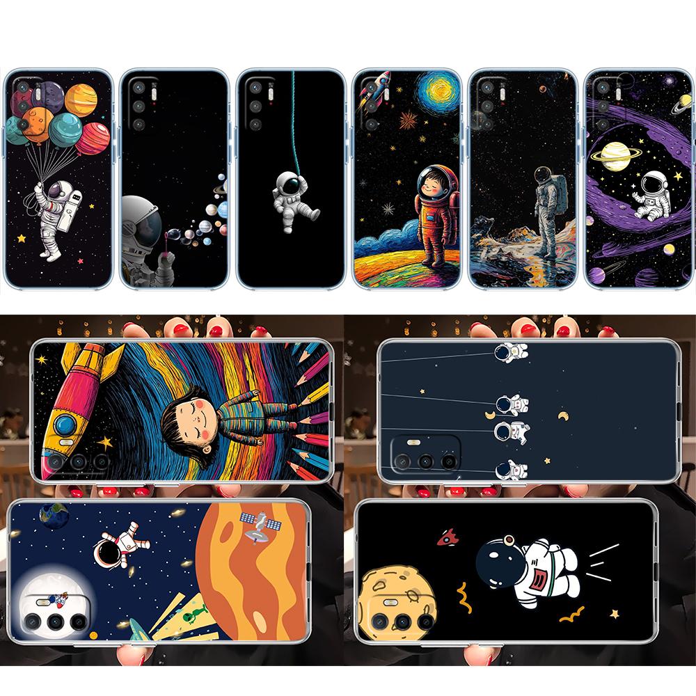 LO12 Astronaut Space Moon Case for Motorola G10 G20 G30 G31 G32 G34 G35 G41 G42 G50 G51 G52 G55 G60 G60S G62 G71 G72 G75