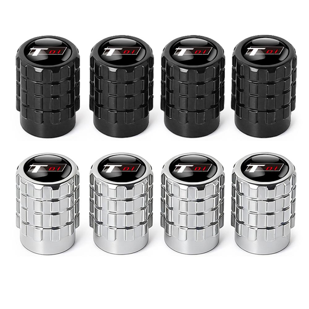 4PC Aluminium Car Tire Valve Stems Cap Gear-Shaped-Valve For Volkswagen TSI TDI R32 MK4 GTI Golf Polo Tiguan Passat Jetta Touran