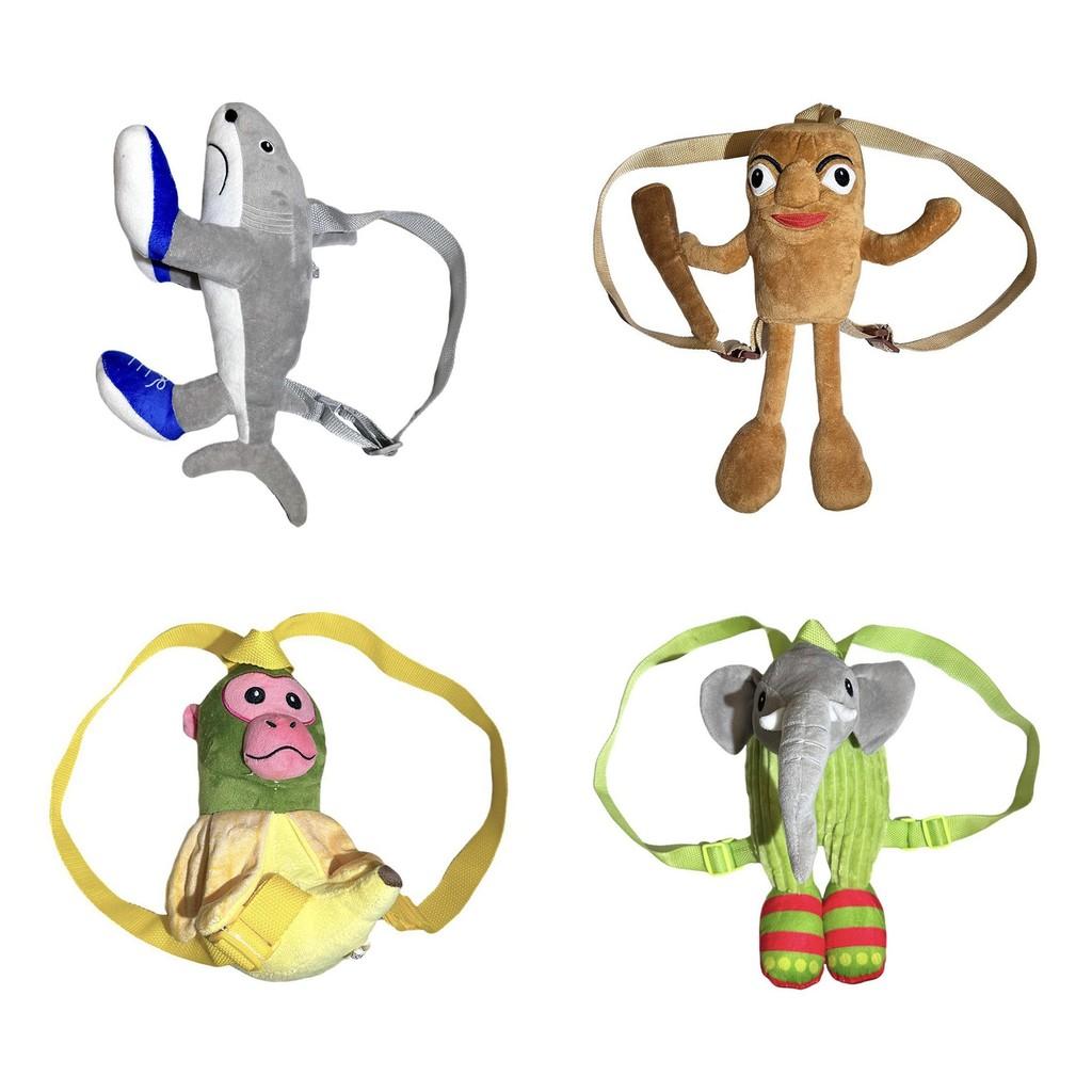 Tungtung Sahur Plush Backpack Creature Children Play Shark Elephant Doll Figures