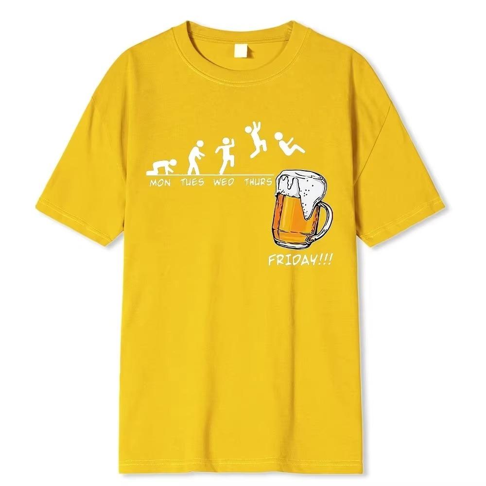 Friday Beer Print Pánská značková trička Funny Graphic Hip Hop Léto Pánská trička Streetwear Bavlna Harajuku Tričko s krátkým rukávem T