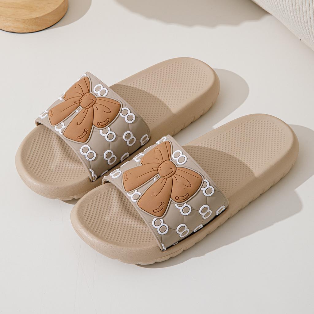 2025 New Fashionable Women's Bow Cool Slippers Can Be Worn Outside Non-slip Lightweight Men's Bathroom Slippers