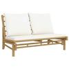 VidaXL Banc de jardin avec coussins blanc crème bambou, siège de jardin, banc de patio, banc de pique-nique, banc 363453