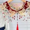 Floral Laple Shawl for Lady Girl Shawl Collar Pearls Studded Embroidered Collar