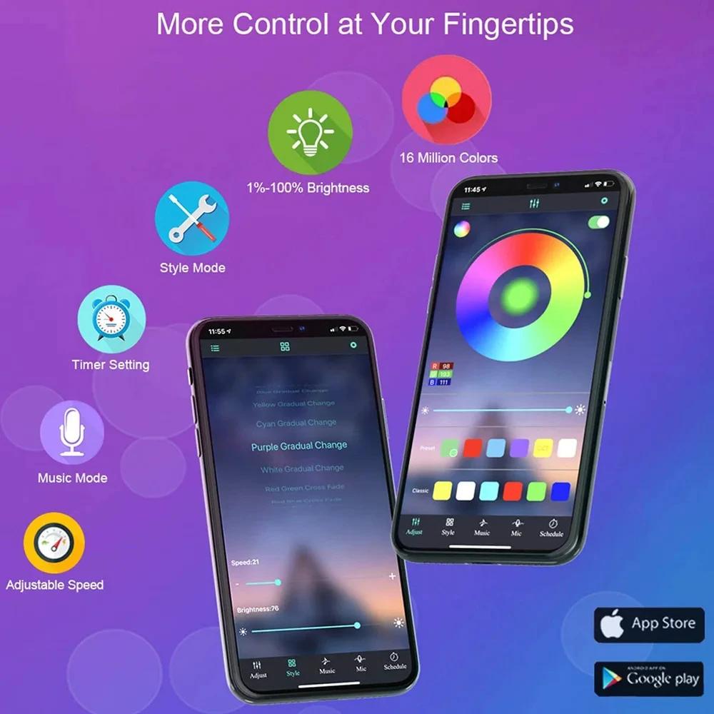 RGB LED Strip Lights Smart Bluetooth 24Key Remote Flexible Diode Lamp Tape SMD 5050 30LEDs/M For Room Home Decor TV Backlight