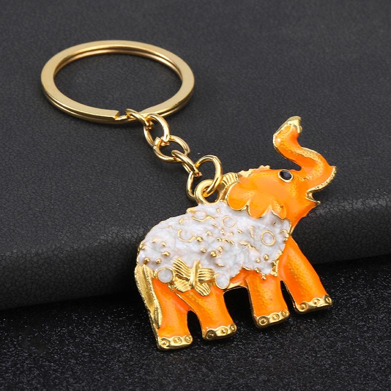 Vintage Colorful Elephant Keychain Creative Cute Animal Bag Car Key Ring For Men Women Gift