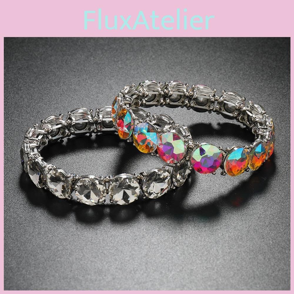 Trendy Geometric Waterdrum Bangle With Rhinestones For Fashionable Women