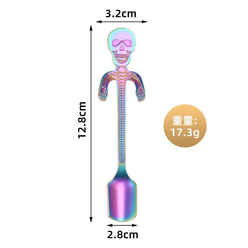Creative 304 Stainless Steel Bone Skull Spoon Halloween Hanging Cup Spoon Coffee Spoon Kitchen Accessories
