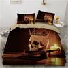 Halloween Sugar Skull Bedding Set Comforter Cover With Pillowcases 3D Print King Size Duvet Cover For Terror Rose Bone Grey