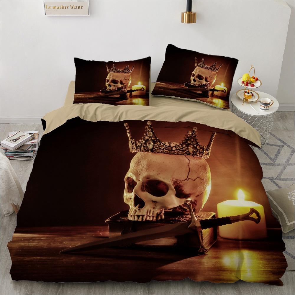 

Comforter Halloween Sugar Skull Bedding Set Comforter 3D Print King Size For Terror Rose Bone Grey Comforter (quilt)-EU Single(135*200cm)3pcs