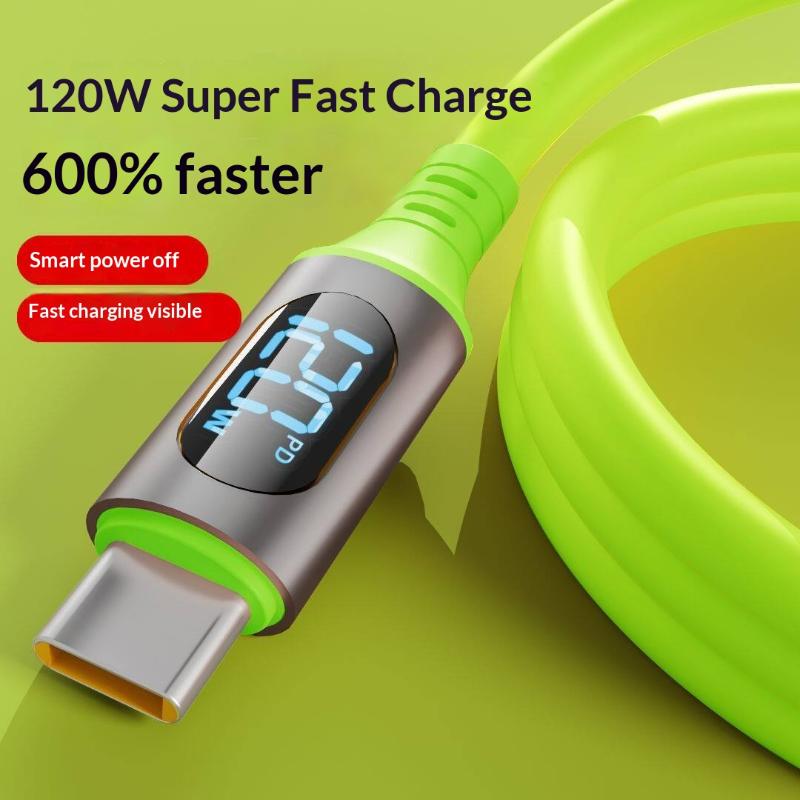 1/3Pcs 1.5 Meters Wire Type-C Digital Display Charger Cable Usb C To C 120W Fast Charging Power Display Cable Cord For Phone 17