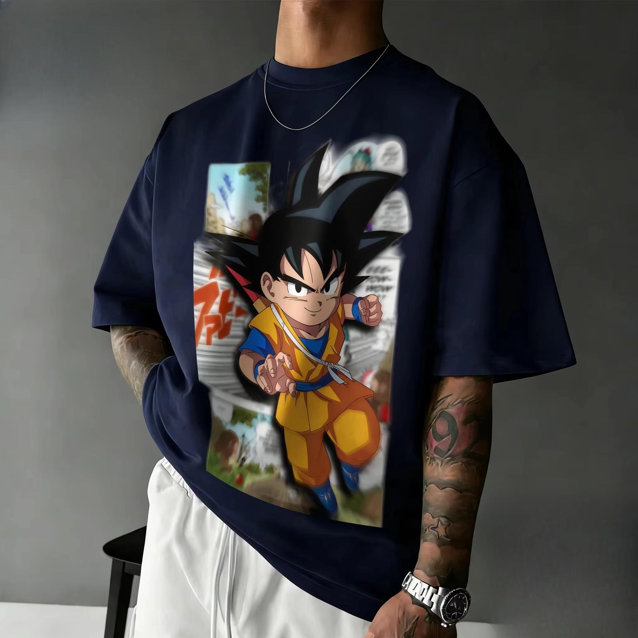 

2026 new Dragon Ball Tshirt suitable for both men and women loose and retro style featuring the character Goku Casual wear S
