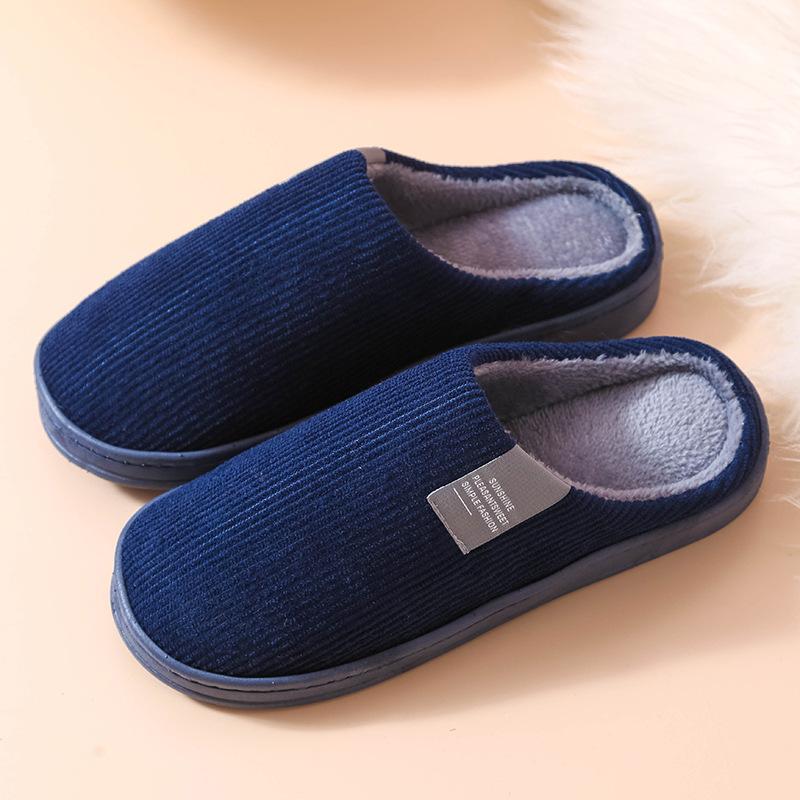 Pantoufles classiques en coton avec étiquette en tissu, Semelle soufflée à l'air, Pantoufles en coton antidérapantes pour la maison pour hommes et femmes, Chaussures post-partum, Pantoufles en fourrure