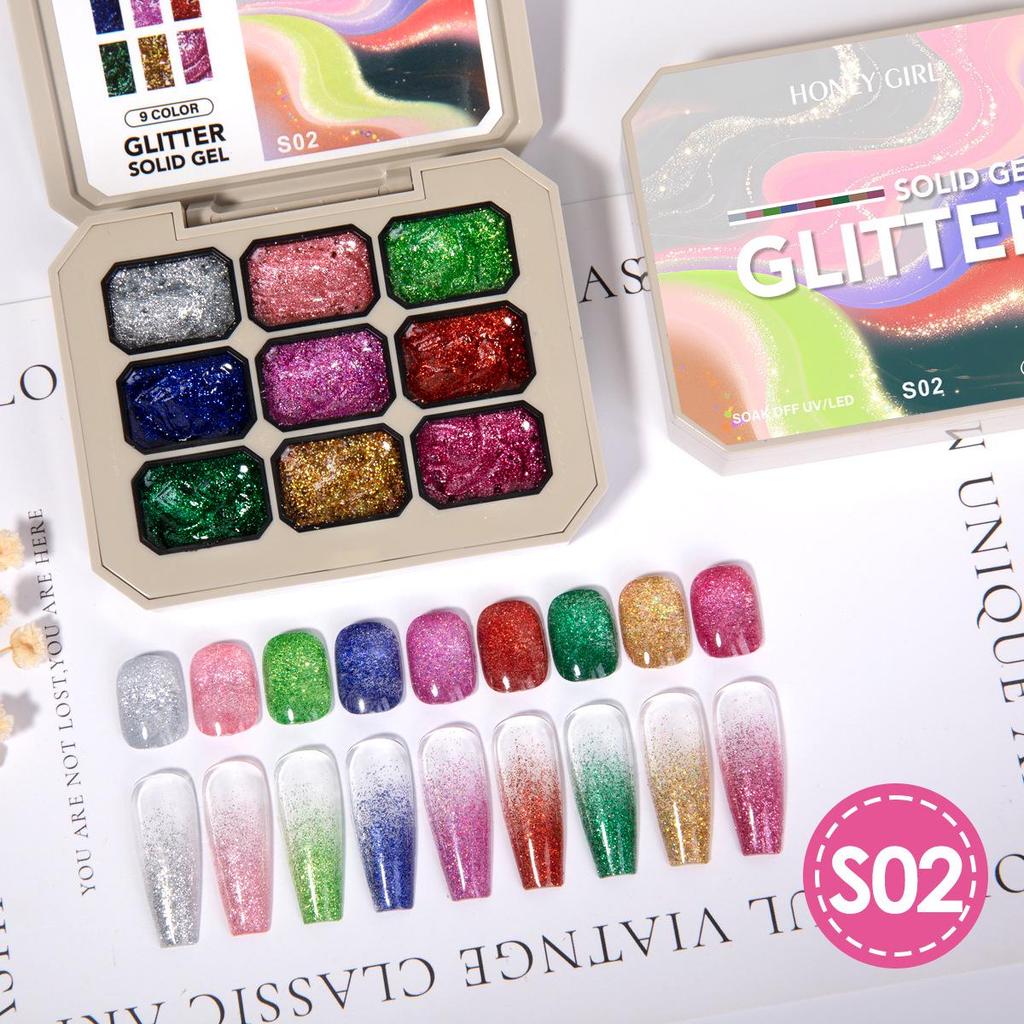 Cross Nine Palaces Nude Glitter Gel Nail Polish: Long-lasting, Quick-drying, High Saturation, Smudge-free, Solid Color Painting Gel