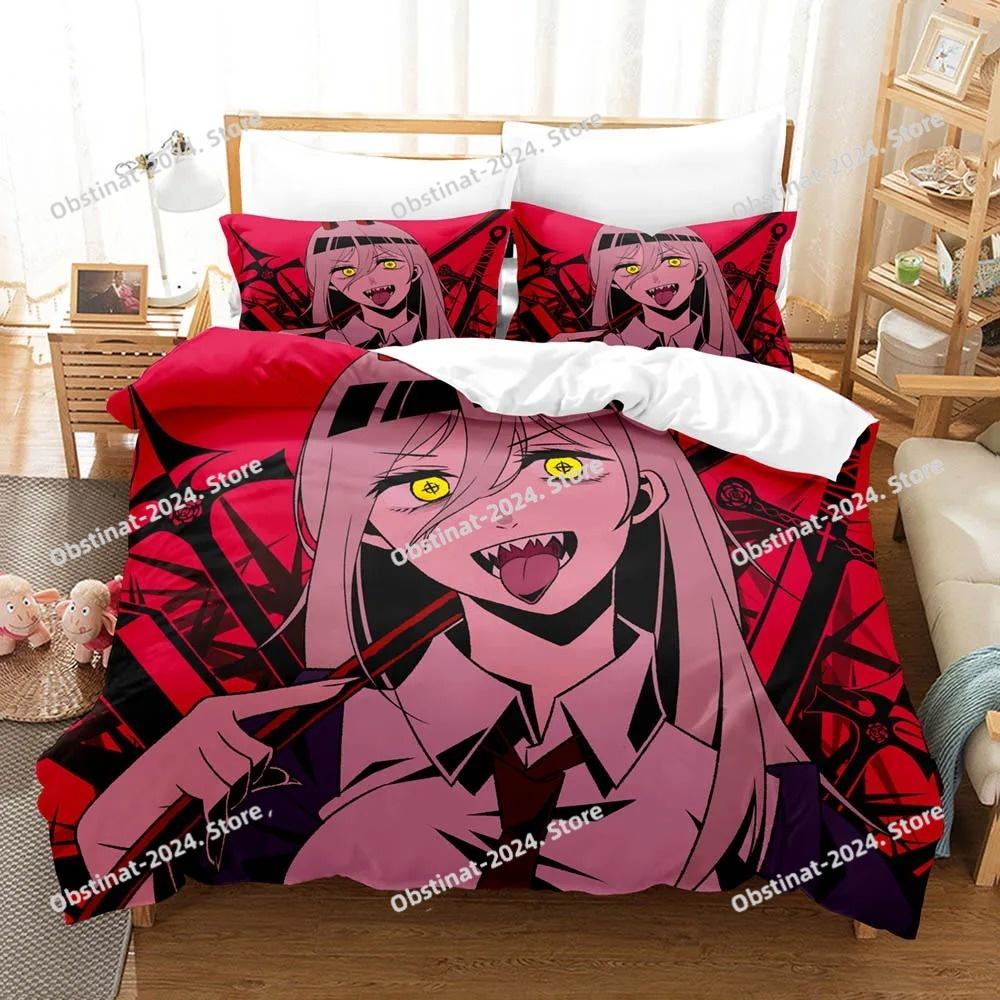 Girls Chainsaw Man Makima Bedding Set Printed Bed Set Duvet Cover Sheet Pillowcase Soft Quilt Cover Full Queen King Size